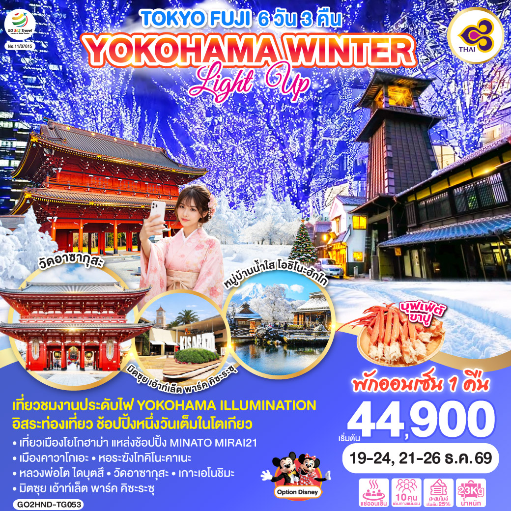 QQGO2HND-TG053 TOKYO FUJI YOKOHAMA WINTER LIGHT UP  6D 3N โดยสายการบินไทย [TG]