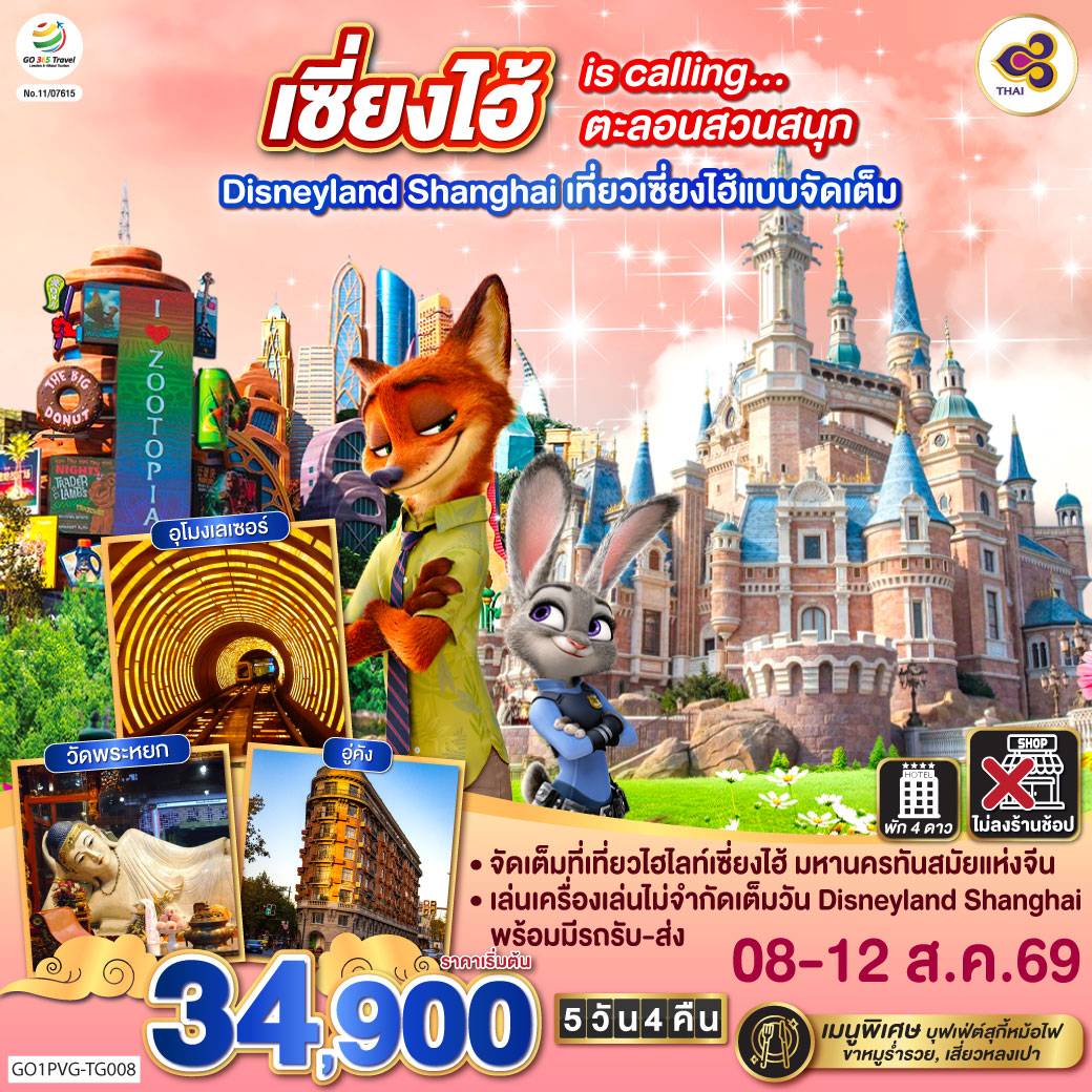 เซี่ยงไฮ้ is calling…ตะลอนสวนสนุก Disneyland Shanghai 5วัน 4คืน เที่ยวเซี่ยงไฮ้แบบจัดเต็ม โดยสายการบิน Thai Airways (TG)