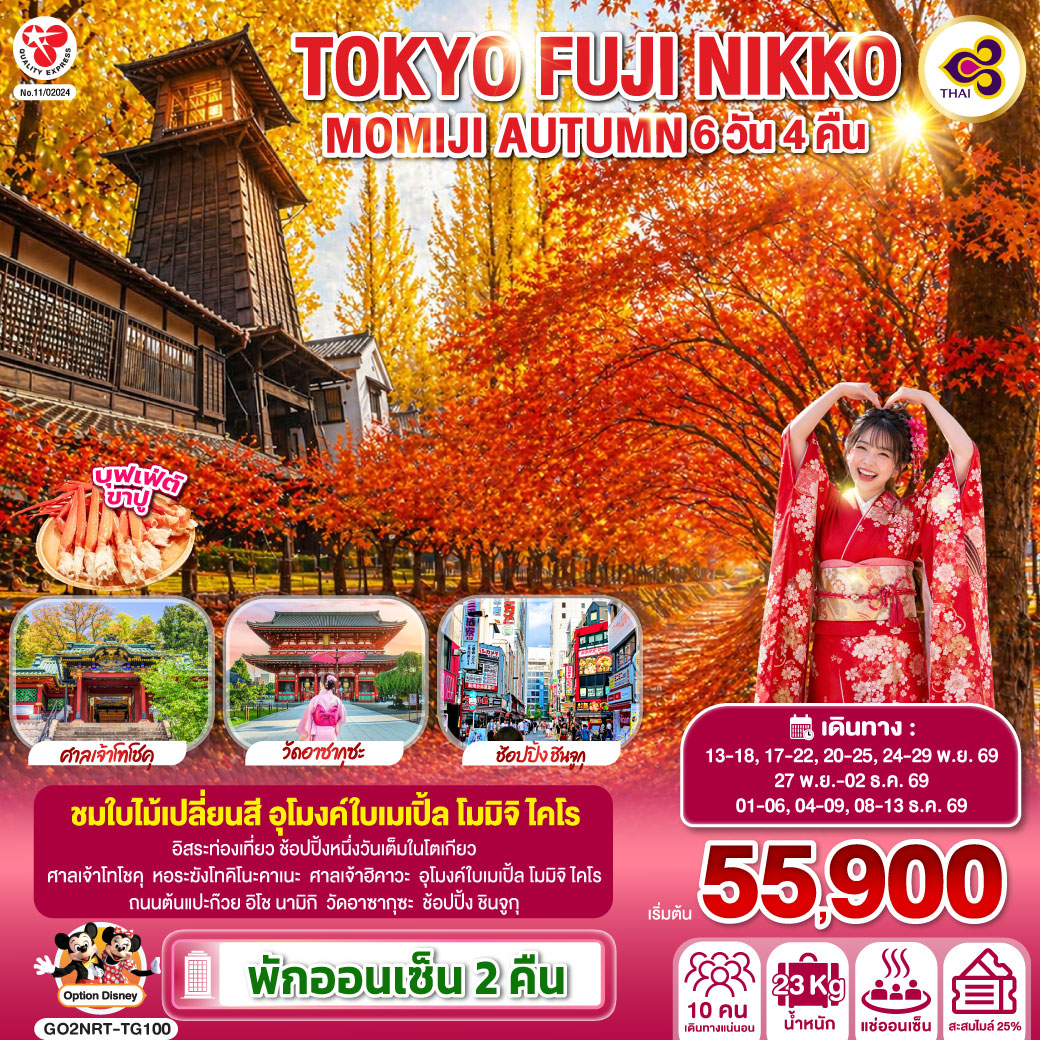 GO2NRT-TG100 TOKYO FUJI NIKKO MOMIJI AUTUMN 6D 4N  โดยสายการบินไทย [TG]