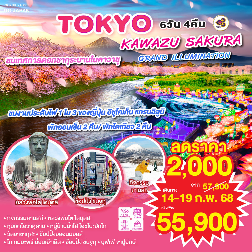 TOKYO KAWAZU SAKURA GRANDILLUMINATION 6D 4N โดยสายการบินไทย [TG]