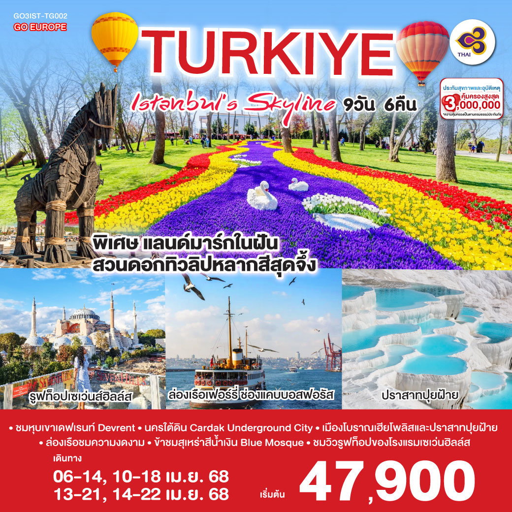 ISTANBUL’S SKYLINE ตุรเคีย 9 วัน 6 คืน  โดยสายการบินไทย (TG)