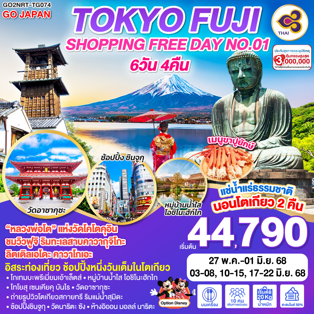 TOKYO FUJI SHOPPING FREE DAY NO.01 6D 4N โดยสายการบินไทย [TG]