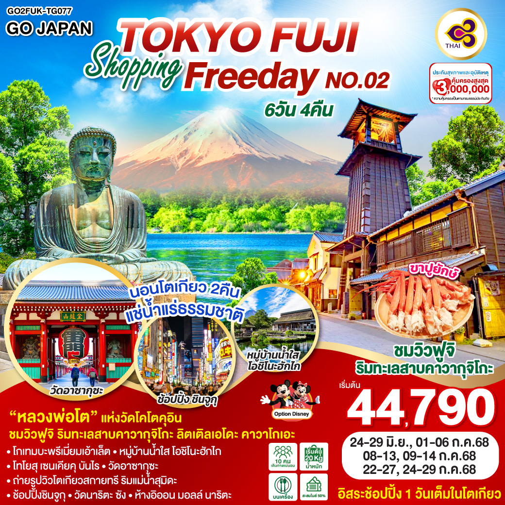 TOKYO FUJI SHOPPING FREE DAY NO.02 6D 4N โดยสายการบินไทย [TG]