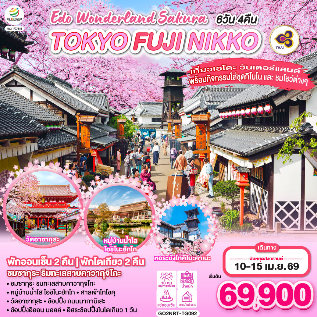 TOKYO FUJI NIKKO EDO WONDERLAND SAKURA 6D 4N โดยสายการบินไทย [TG]