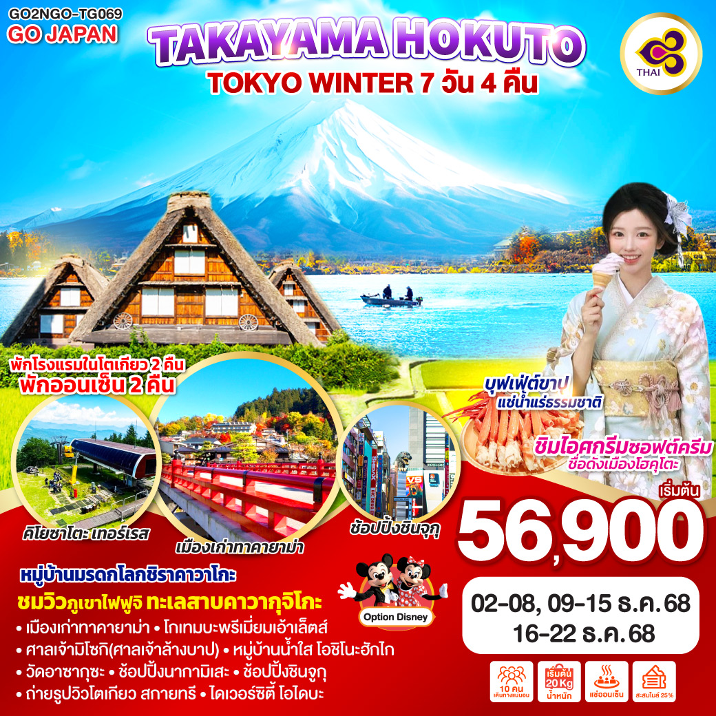 TAKAYAMA HOKUTO TOKYO WINTER 7D 4N โดยสายการบินไทย [TG]