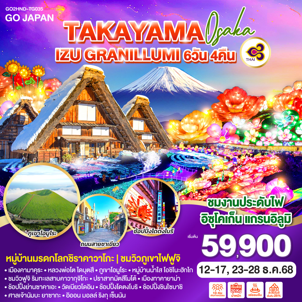 TAKAYAMA OSAKA IZU GRANILLUMI   6D 4N โดยสายการบินไทย [TG]