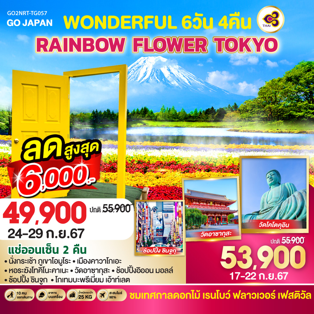 WONDERFUL RAINBOW FLOWER TOKYO 6D 4N โดยสายการบินไทย [TG]