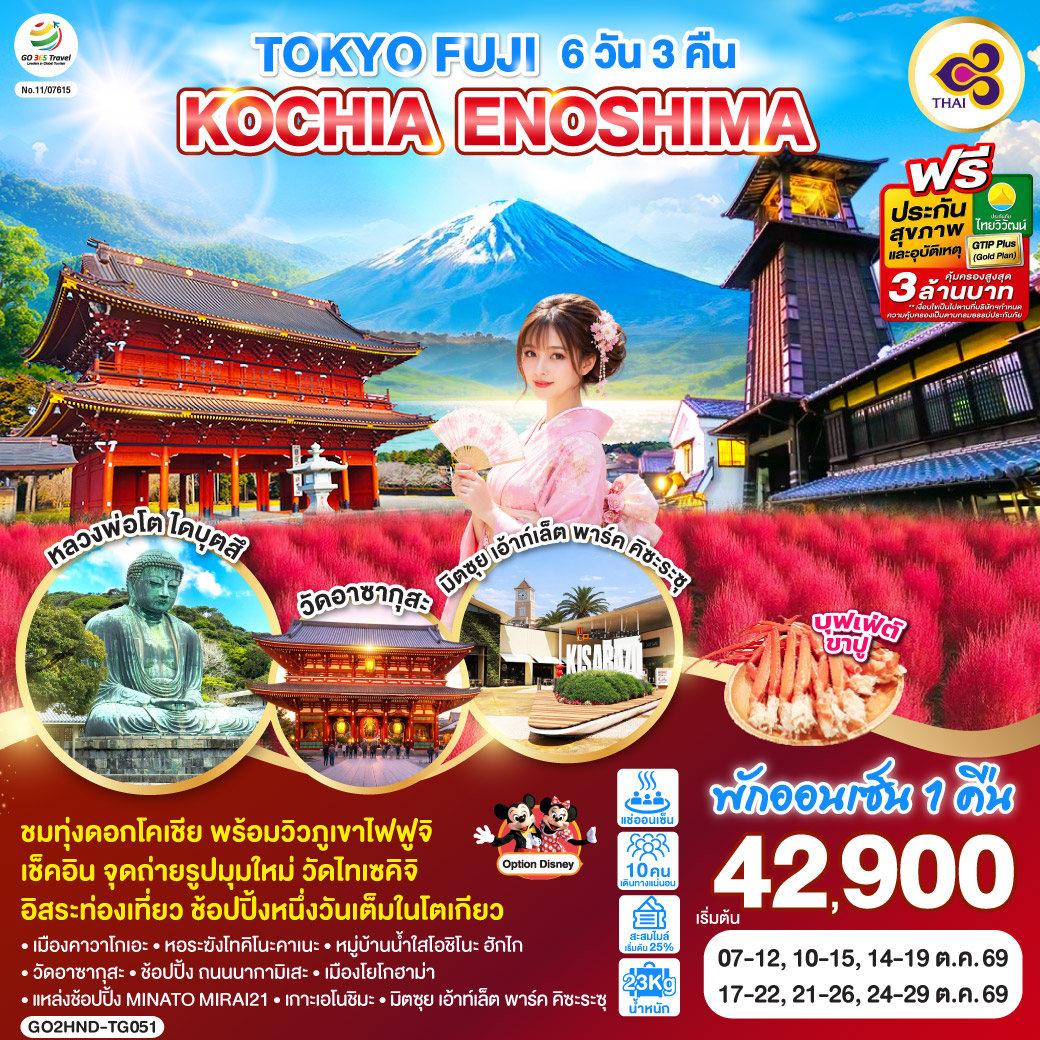 GO2HND-TG051 TOKYO FUJI KOCHIA ENOSHIMA 6D 3N  โดยสายการบินไทย [TG]