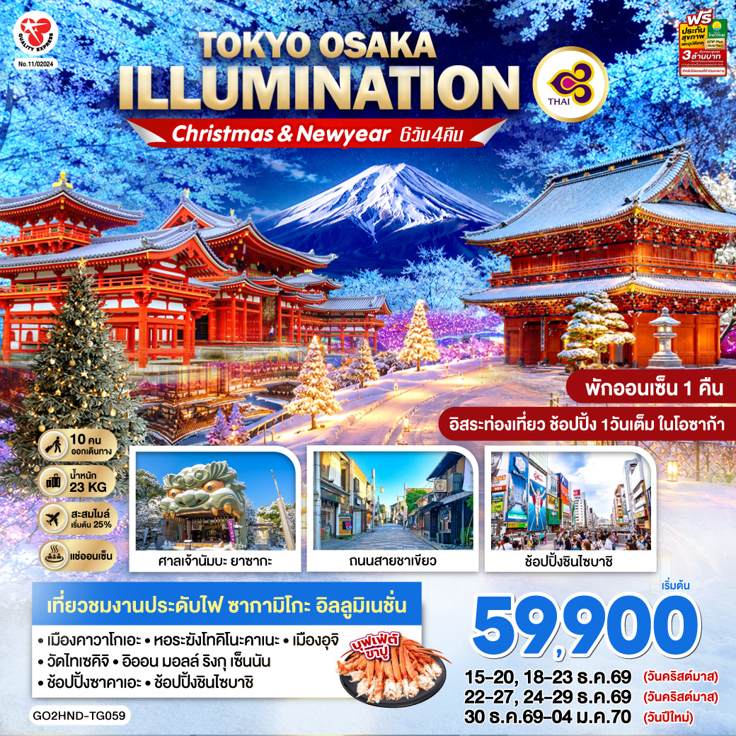 TOKYO OSAKA ILLUMINATION CHRISTMAS &amp; NEW YEAR 6D 4N โดยสายการบินไทย [TG]