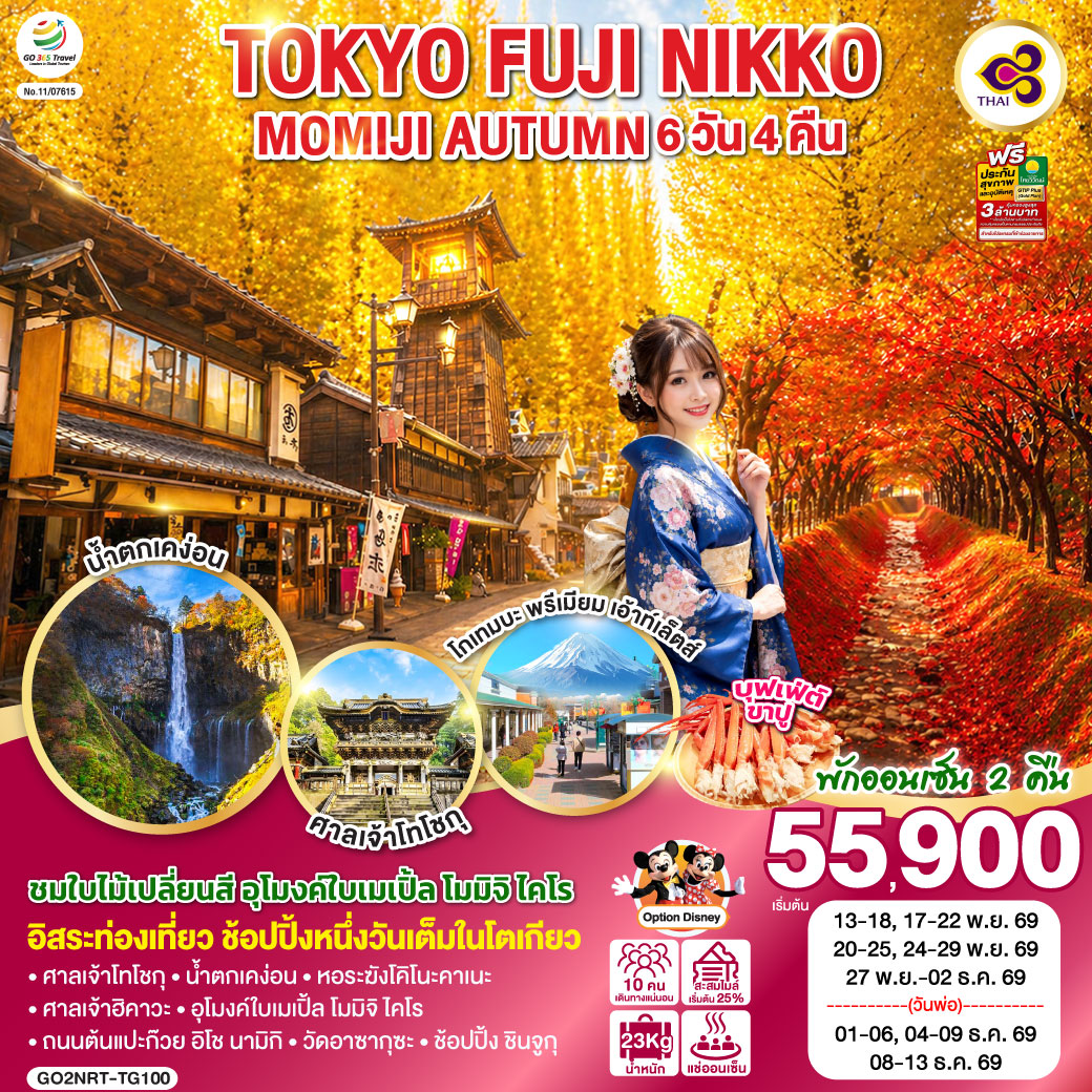 TOKYO FUJI NIKKO MOMIJI AUTUMN 6D 4N โดยสายการบินไทย [TG]