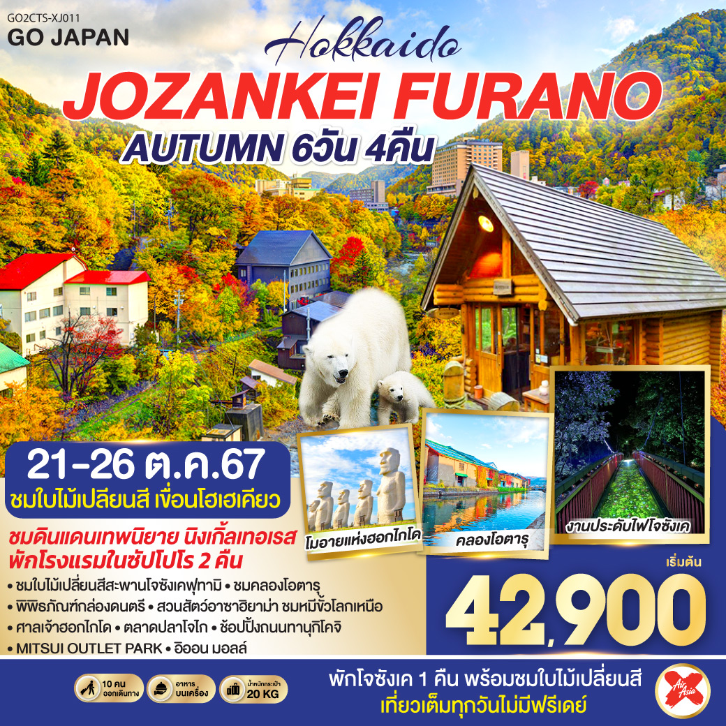 HOKKAIDO JOZANKEI FURANO AUTUMN 6D 4N โดยสายการบินไทยแอร์เอเชีย เอ็กซ์ [XJ]