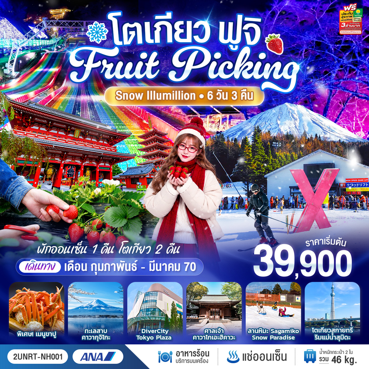โตเกียว ฟูจิ FRUIT PICKING SNOW Illumillion 6 วัน 3 คืน โดยสายการบินออล นิปปอน แอร์เวย์