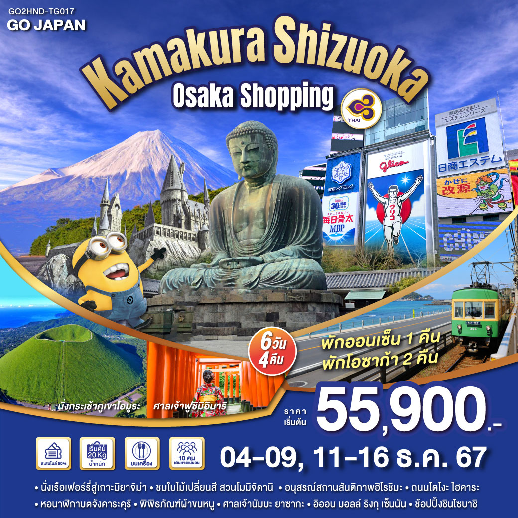 KAMAKURA SHIZUOKA OSAKA SHOPPING 6D 4N โดยสายการบินไทย [TG]