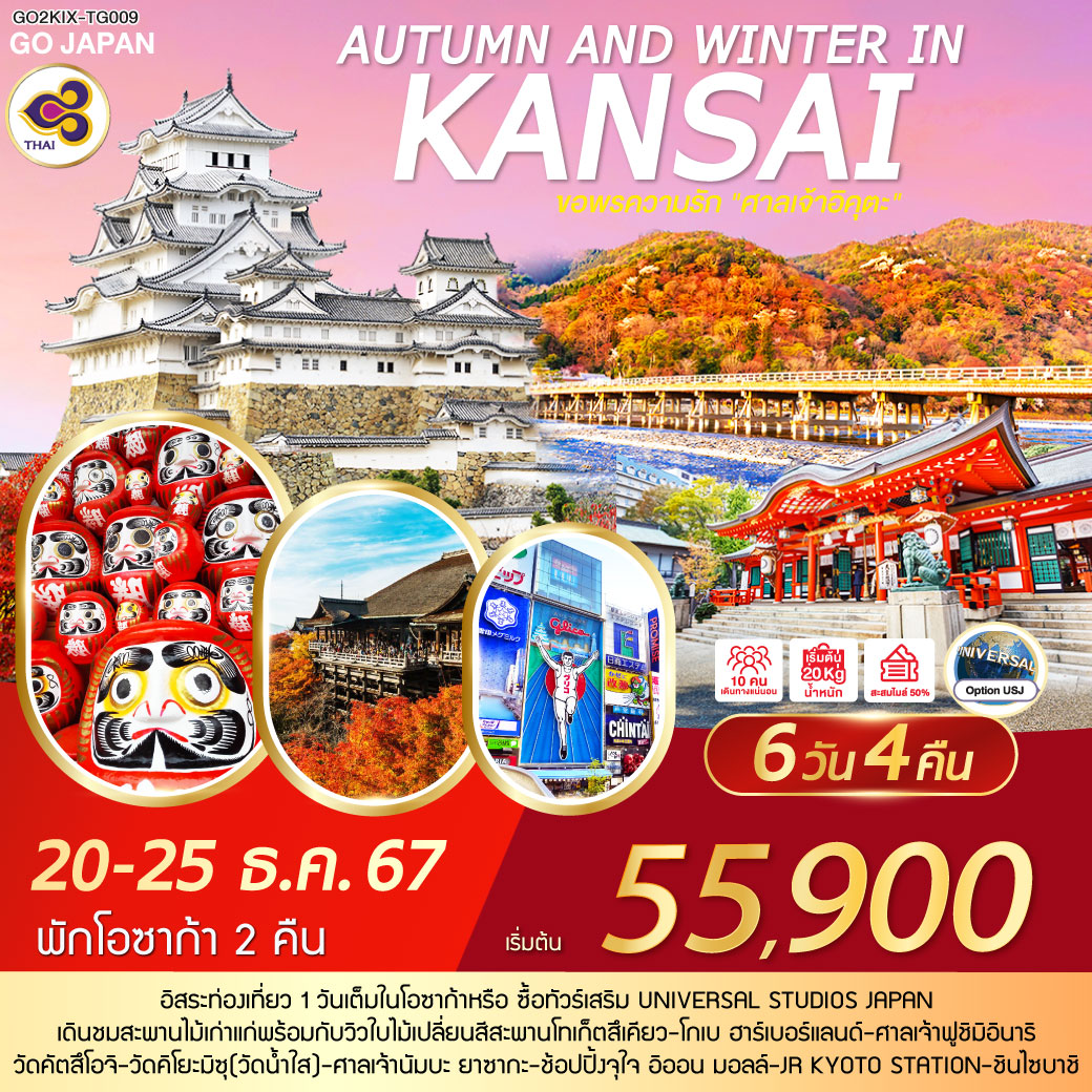 AUTUMN AND WINTER IN KANSAI 6D 4N โดยสายการบินไทย [TG]