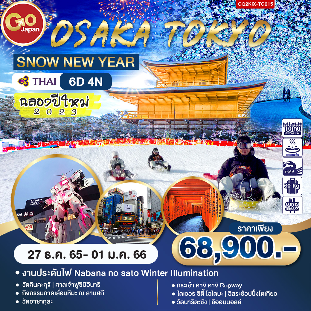 OSAKA TOKYO SNOW NEW YEAR 6D4N โดยสายการบิน Thai Airways (TG)