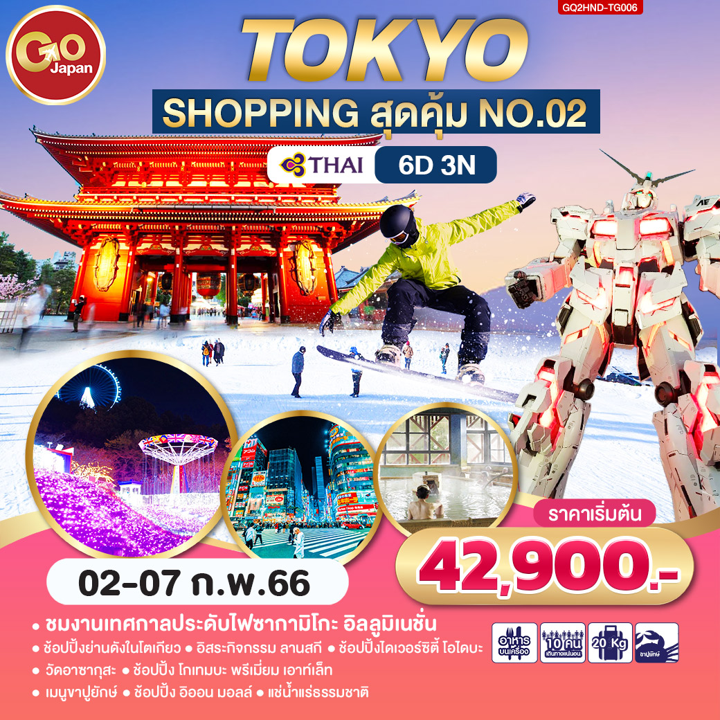 Tokyo Shopping สุดคุ้ม No.2 โดยสายการบิน Thai Airways (TG)