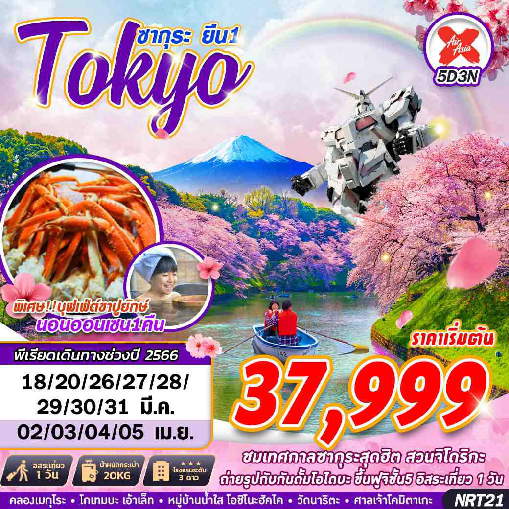 TOKYO ซากุระ ยืน1 (FREEDAY) 5D3N โดยสายการบิน AIR ASIA X (XJ)