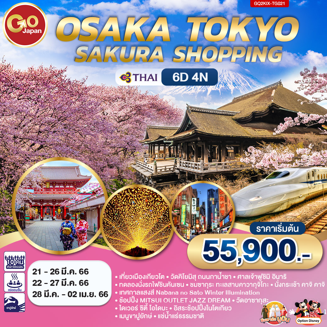 OSAKA TOKYO SAKURA SHOPPING 6D 4N โดยสายการบินไทย [TG]
