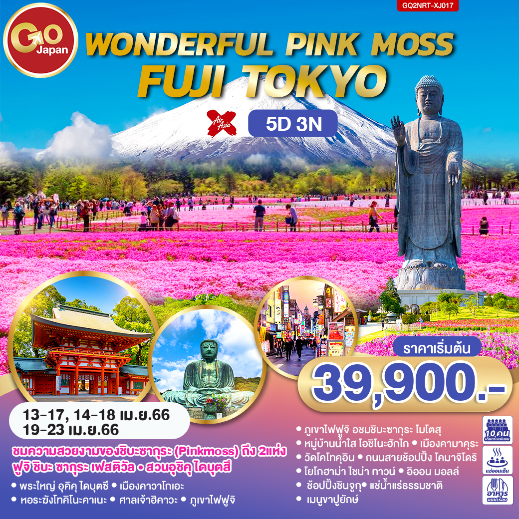 WONDERFUL PINK MOSS FUJI TOKYO 5D 3N โดยสายการบินแอร์เอเชียเอ๊กซ์ [XJ]
