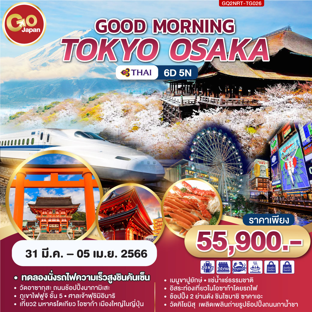 GOOD MORNING TOKYO OSAKA 6D5N โดยสายการบินไทย (TG)
