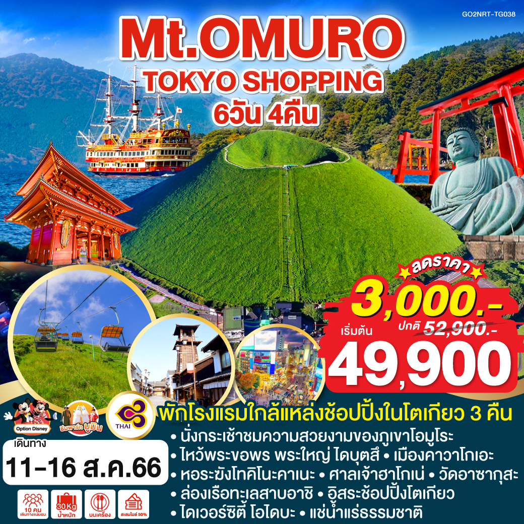 Mt.OMURO TOKYO  SHOPPING 6D 4N โดยสายการบินไทย [TG]