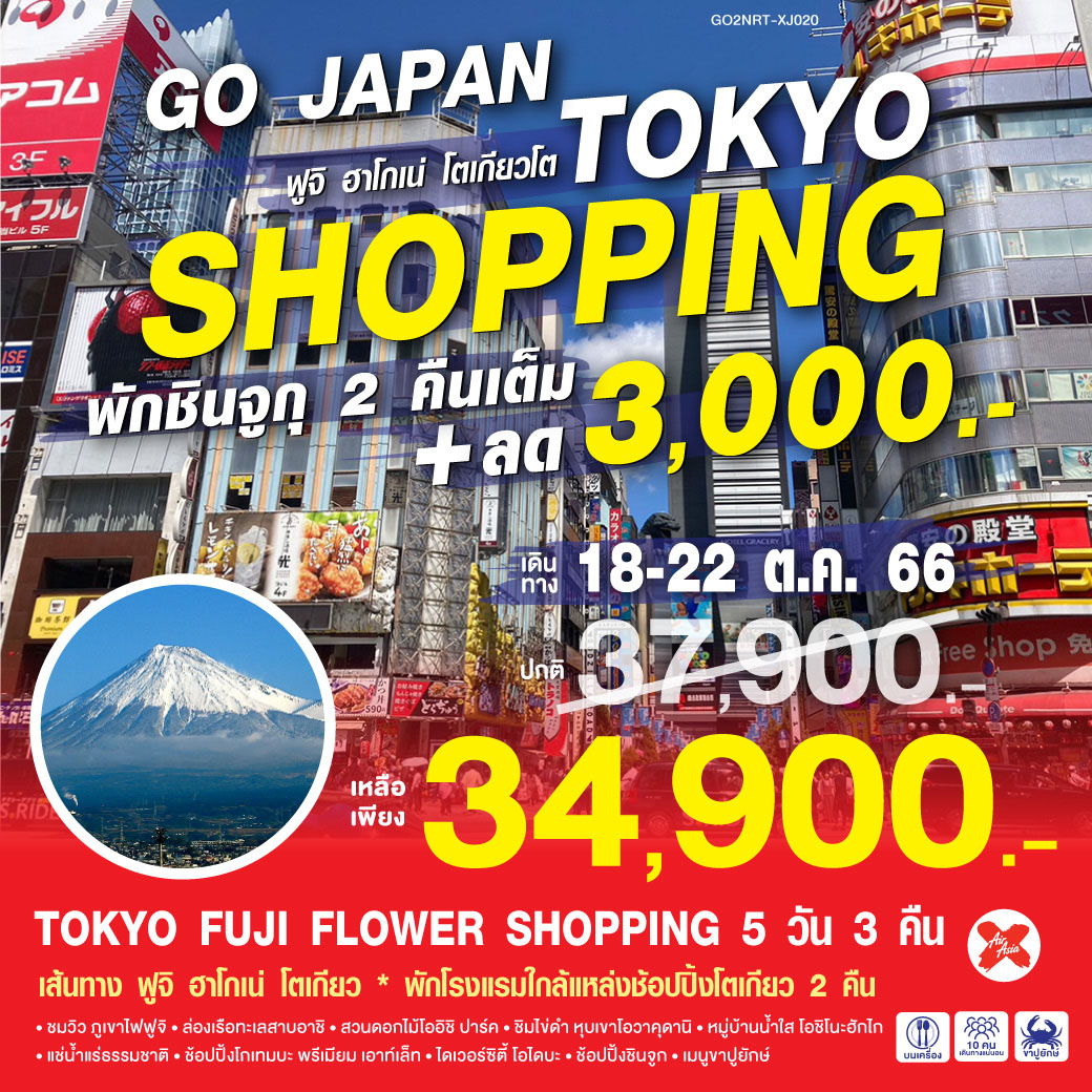 TOKYO FUJI FLOWER SHOPPING 5D 3N โดยสายการบินแอร์ เอเชีย เอ๊กซ์ [XJ]
