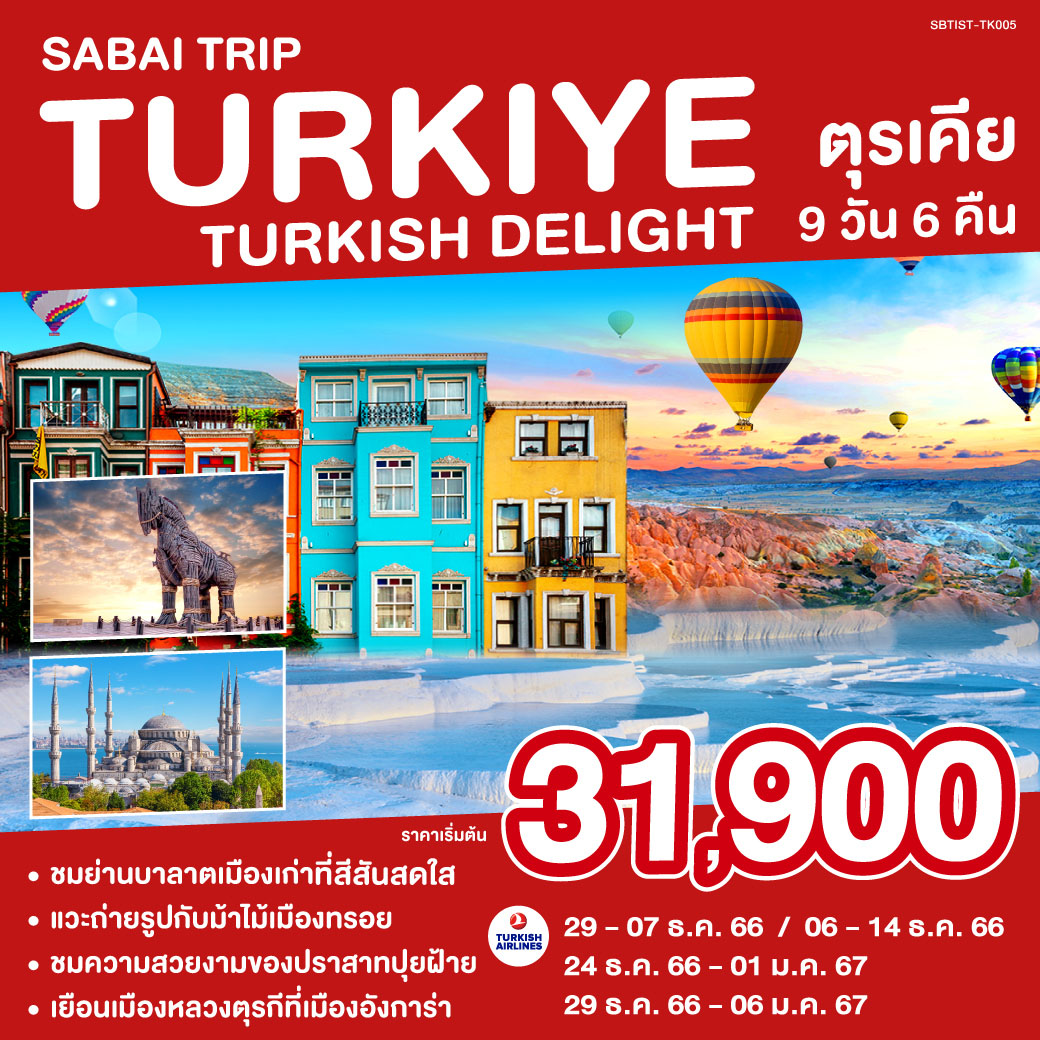 TURKIYE  TURKISH DELIGHT ตุรกี 9 วัน 6 คืน โดยสายการบิน TURKISH AIRLINES (TK)