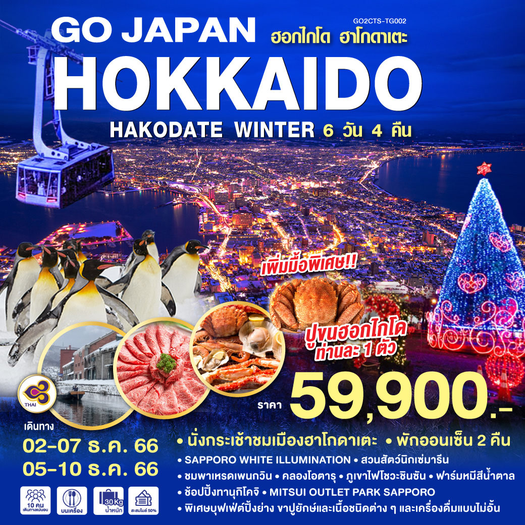 HOKKAIDO HAKODATE WINTER  6D 4N โดยสายการบินไทย [TG]