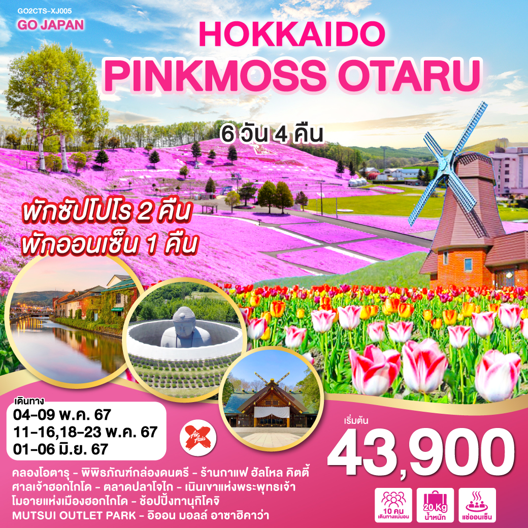 HOKKAIDO PINKMOSS OTARU 6D4N โดยสายการบินแอร์ เอเชีย เอ็กซ์ [XJ]