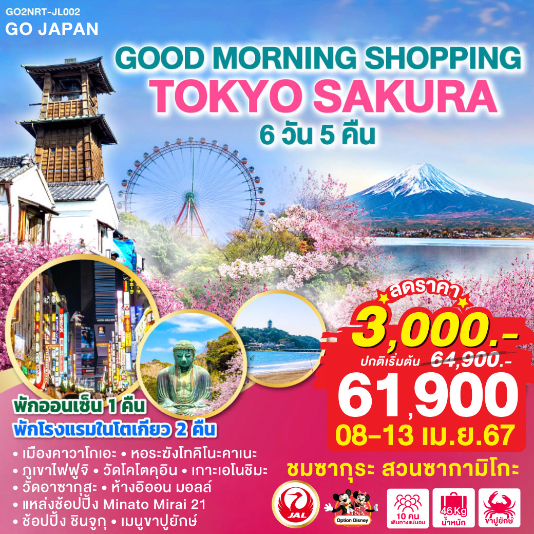 GOOD MORNING SHOPPING TOKYO SAKURA 6D 5N โดยสายการบินเจแปนแอร์ไลน์ [JL]